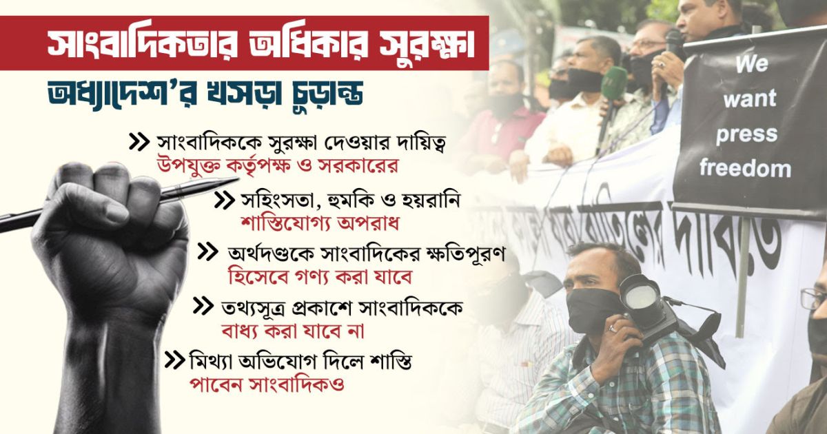 সাংবাদিক হুমকিদাতার সর্বোচ্চ শাস্তি ৫ বছরের জেল