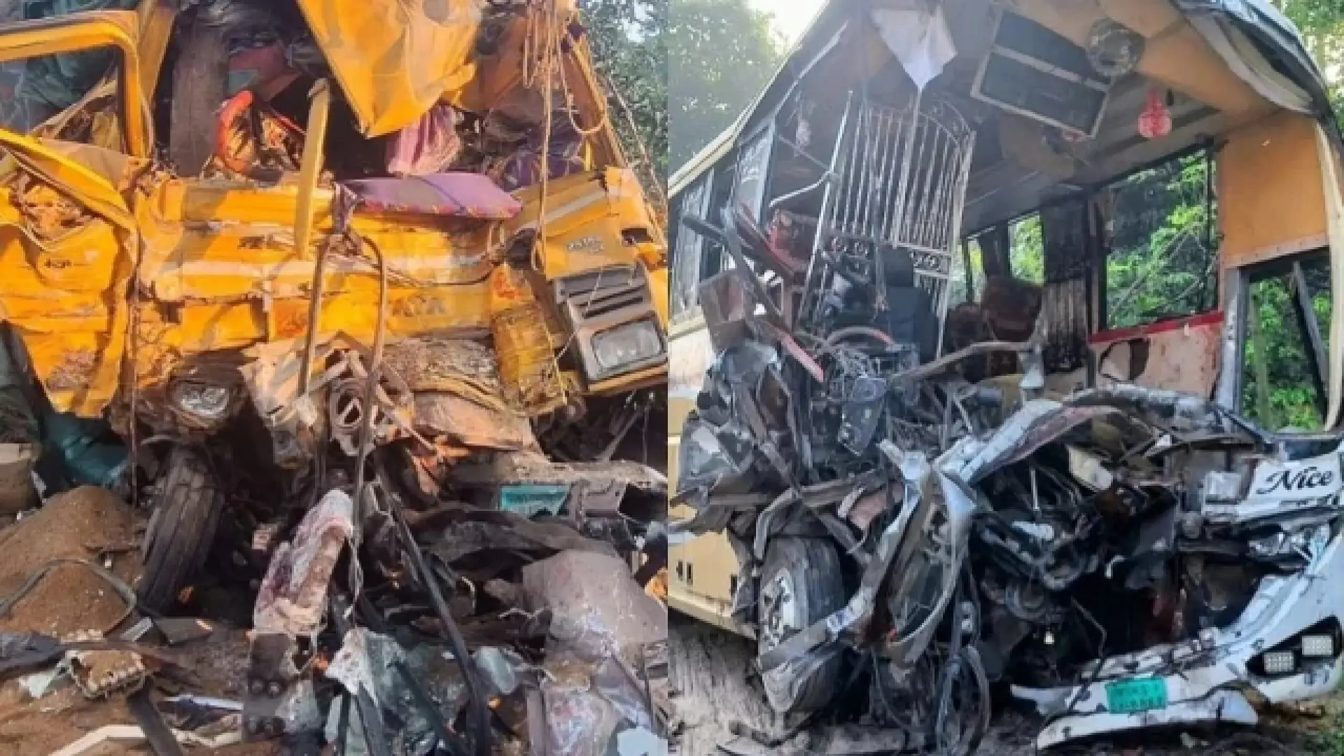 ওভারটেক করতে গিয়ে দুর্ঘটনা; বাস-ট্রাক সংঘর্ষে নিহত ১৪